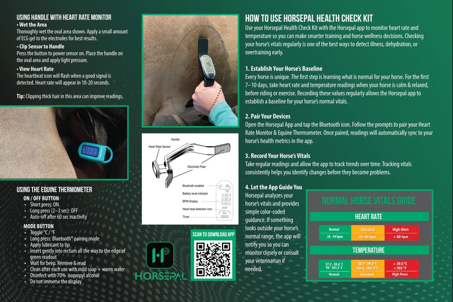 HORSEPAL EQUINE HEALTH CHECK - HEART RATE MONITOR & THERMOMETER