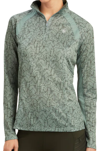 Ariat Sunstopper 2.0 1/4 Zip Hedge Green Horse