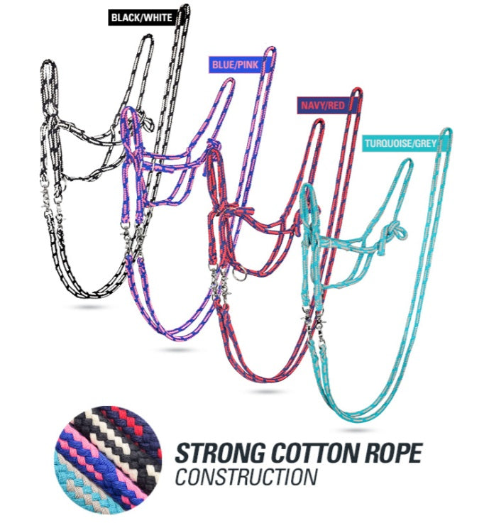 Rope Halter with Matching Reins Set